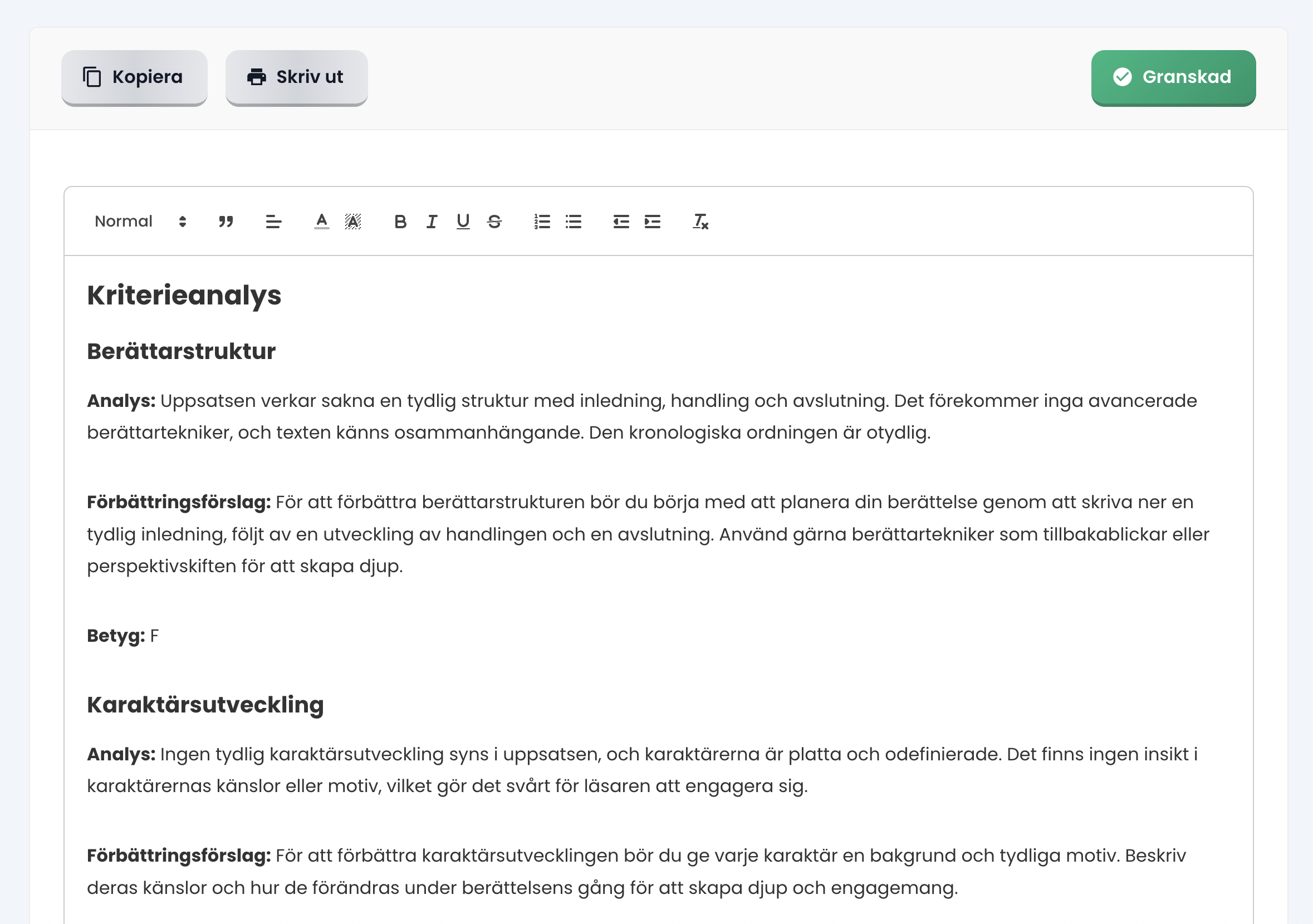 Låt AI betygsätta din text